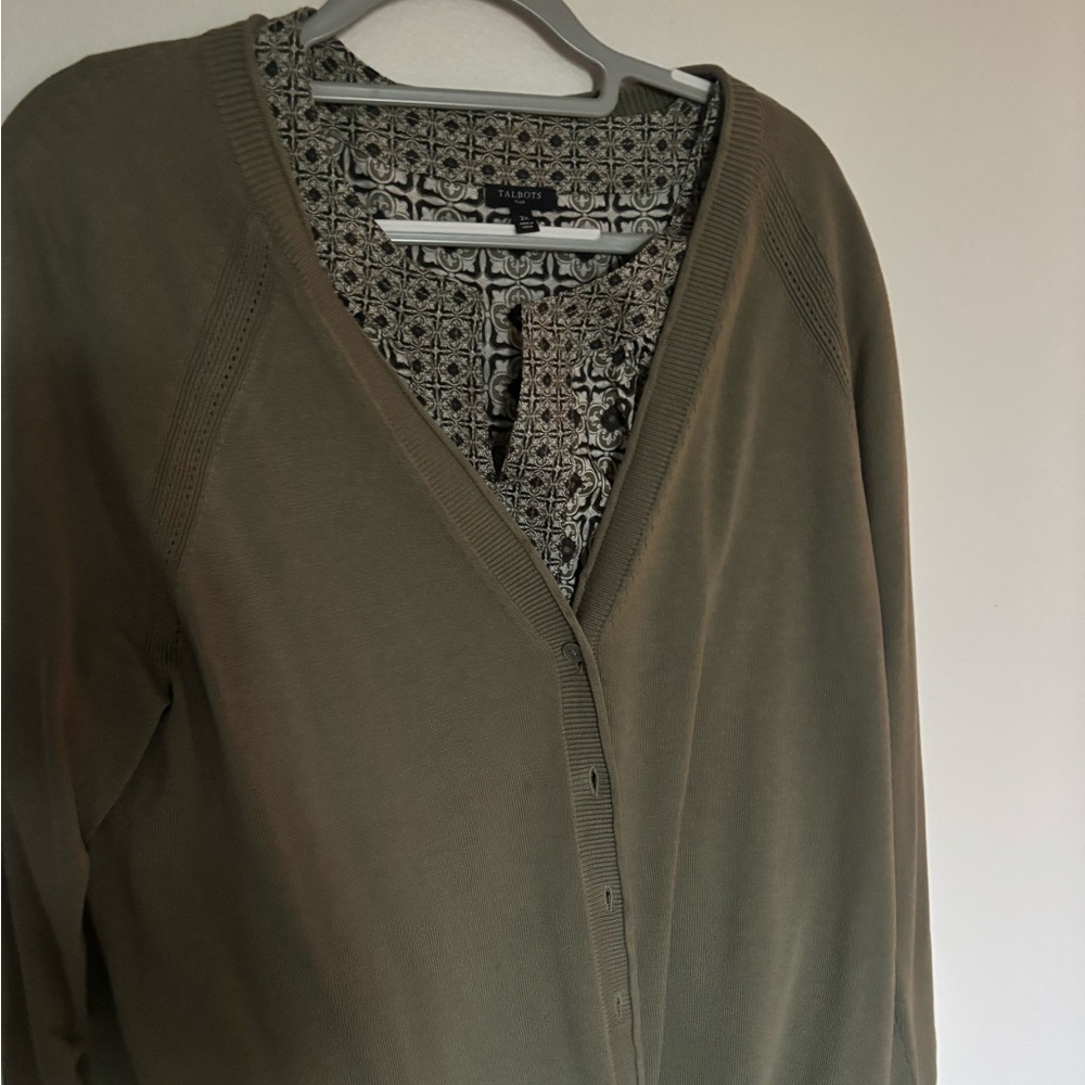 Talbots Olive Button Down Cardigan
